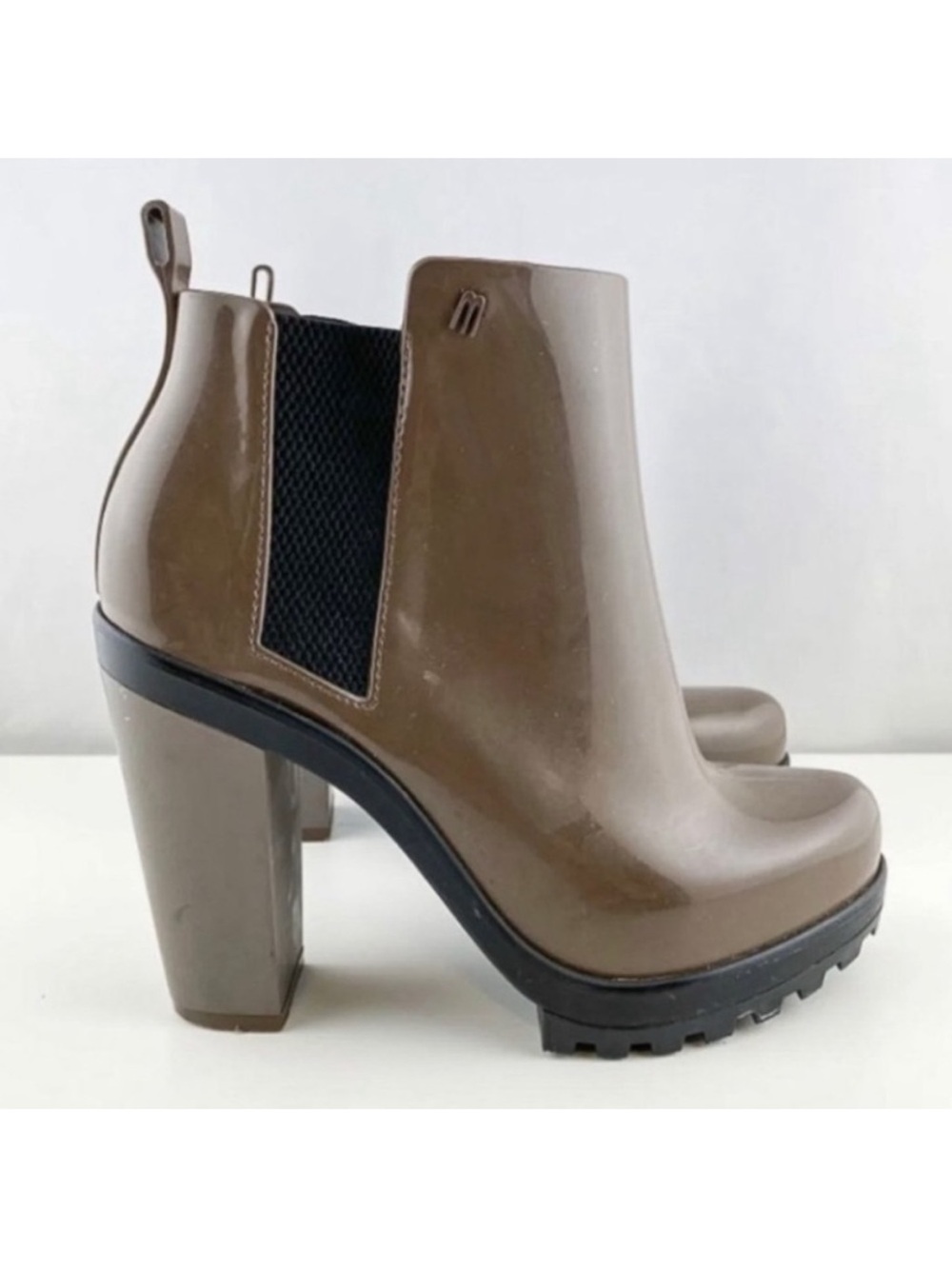 Melissa Soldier Women’s Brown Platform Chelsea Heeled Booties